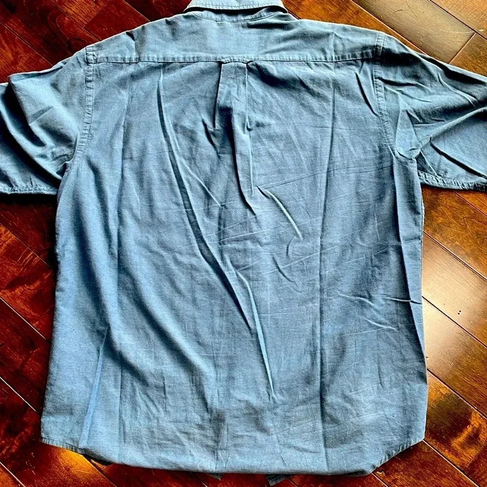 Izod Saltwater men’s button down shirt Blue Casual Preppy Size M 100% cotton